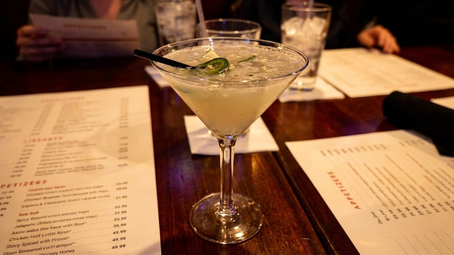 Jalapeño martini at the bar